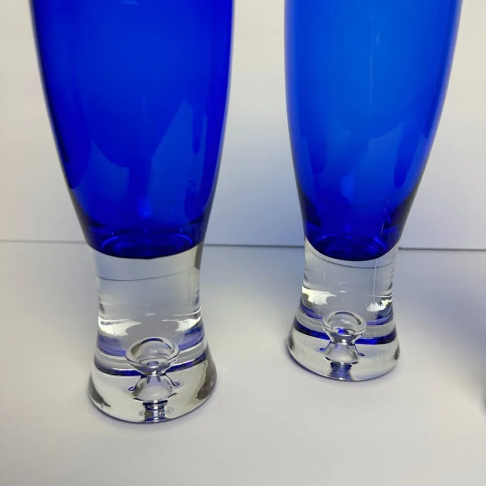 Set of 3 Block Stockholm Cobalt Blue Crystal Glasses with Controlled Bubble 7.5